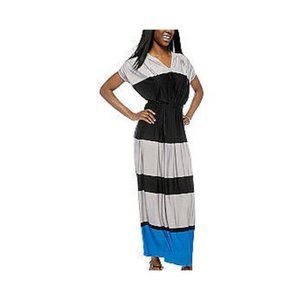 Taylor Size 8 Matte Black Color Block Jersey Long Maxi Dress Msrp $128.00